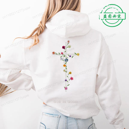Autumn Casual Women's Hoodie Sweatshirts Christian Warm Clothes Jesus Hoodie with Words on Back Fashion Street Female Pullovers