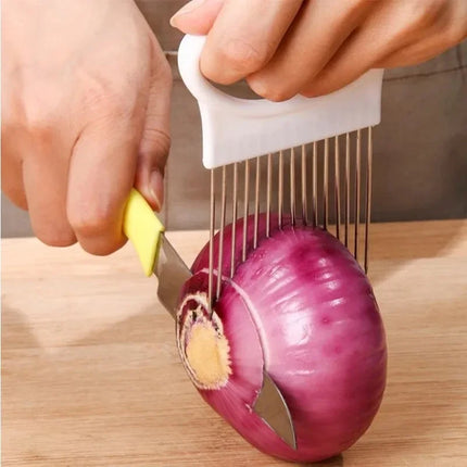 1/2/3/4pcs Effortlessly Slice Onions with this 1pc Colorful Onion Slicer Kitchen stainless steel potato chip onion holder