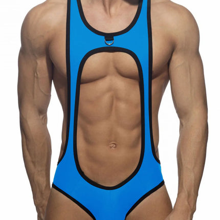 Men's Thong Leotard Bodysuit Stretch Wrestling Singlet Jumpsuit One-Piece G-String Underwear Hollow Lingerie Suspender Jumpsuits