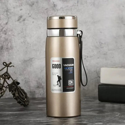 800/1000ml Sports Thermos Bottle Large Capacity Stainless Steel Portable Vacuum Flask Leak Proof with Hanging Rope
