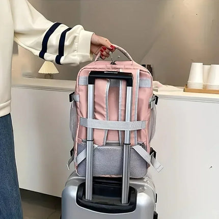 Water-resistant independent shoe compartment backpack with railing, USB interface travel bag, large-capacity storage bag
