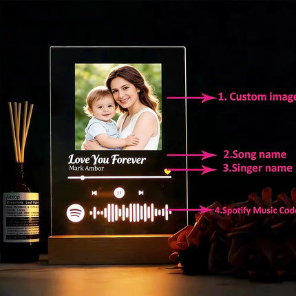 Custom Spotify Music Plaque Gifts For Anniversary Valentine Day Personalized Acrylic Photo Frame Lamp Perfect Mother's Day Gift
