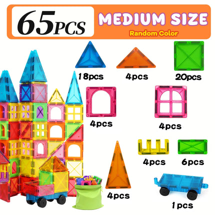 Children's Magnetic Building Blocks Set, Stem Educational Toy, Stacking and Puzzle Set, Birthday and Holiday Gift, Creative Play
