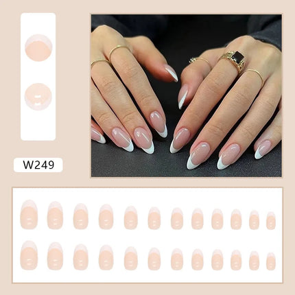 Fresh Flower 24 Pcs Press on Nails Pink Nail polish Glossy Artificial Finger Manicure Reusable False Nails for Women