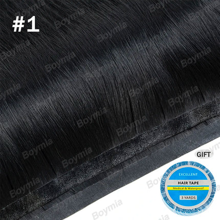 Tape In Weft Hair Extensions Human Hair PU Long Weft Tape In Hair Extensions Real Human Hair Silky Easy to Use Remy 12-20 inch