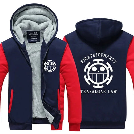 Luffy Men Jackets Streetwear Printed At Night Sweatshirts One P Thicken Fleece Hoodies Homme Winter Clothes Keep Warm Hoodie