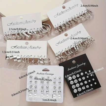 102 Pcs New Elegant Jewelry Sets Vintage Minimalist Rhinestone Pearl Geometric Stud Earrings Fashion Jewelry Gifts 2025 (No Box)