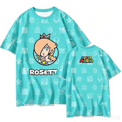 Retro Super Mario Football Jersey T-shirt Kids Unisex V-neck 3D Print Daisy Graphic Tee Mesh Fabric Summer Streetwear Casual Top