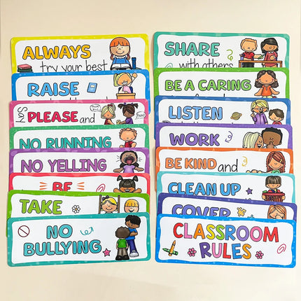 16 PCS Classroom Rules Bulletin Board Set Big Cards Classroom Decor Student Behavior Rules Developing Good Habits for Kid Child
