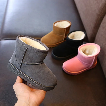 Children Snow Boots Winter Cute Warm Fashion Anti Slip Shoes Kids Boys Girls Leisure Thick Fur Platform Flat Short Boot Sneakers