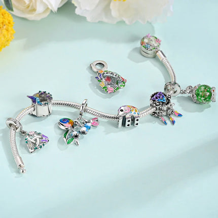 Spring Charms Beads Pendant 925 Sterling Silver Flower Butterfly Dragonfly Mushroom Charms Fit Bracelet Woman Man DIY Jewelry