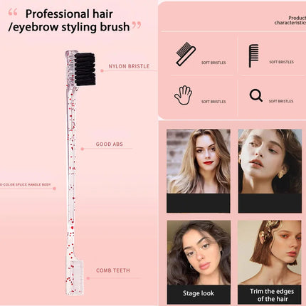 Dual Hair Edge Brush Teasing Comb 3N1 Edge Control Brush comb Holiday Gift Edges Baby Hair Eyebrow brush salon home easy use