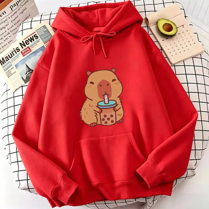 Capybara Cartoon Hoodie Graphic Printing Kawaii Sweatshirt Long Sleeve Comfortable Clothing Casual Pullovers Soft Cute