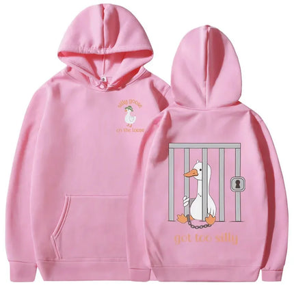 Silly Goose on The Loose Hoodies Got Too Silly Funny Meme Hooded Sweatshirts Women Clothing Casual Long Sleeves Pullovers