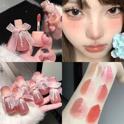 Sweet Lip Gloss Jelly Lip Glaze Moisturizing Lip Tint Mirror Waterproof Non-stick Cup Solid Makeup LipOil Lipstick Cosmetic