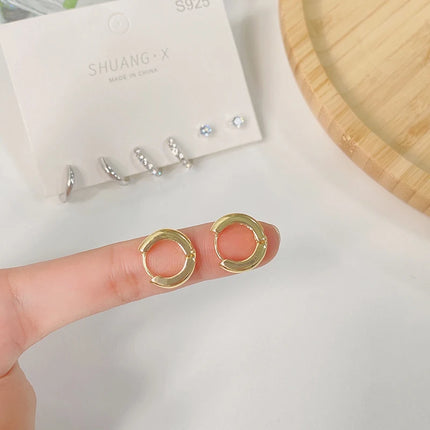 6Pcs/Set New Fashion Metal Circle Drop Small Earrings For Women Trend Pendant Piercing Earrings Set Jewelry Gifts