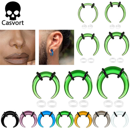 Casvort 1PCS Cozy Glass Stretching Kits Pincher Taper with O-Rings Buffalo Septum Retainers Hypoallergenic Piercing Jewelry