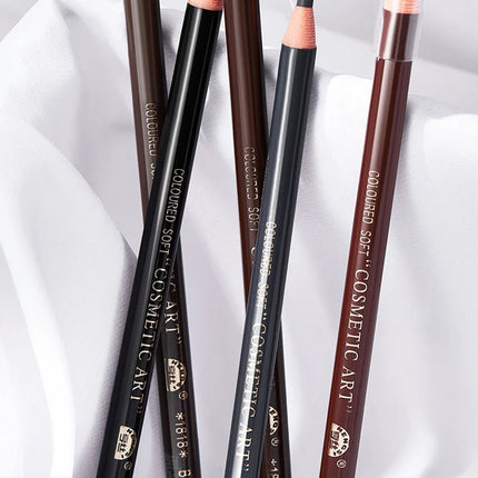 12PCS High Quality Pull Eyebrow Pencil Black Leather Makeup Wild Line Eyebrow Pencil Waterproof Hard Core Flat Head Pencil