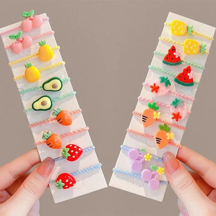 1 Set Children Cute Cartoon Flower Fruit Rubber Bands Hairpins Girls Lovely Hair Clips Kids Hair Bands Hair Accessories Gift