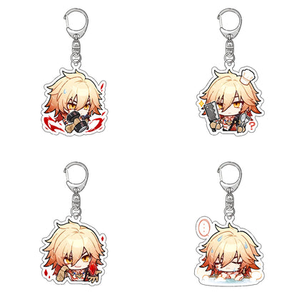 Honkai: Star Rail Anime Figure Acrylic Keychain Dan Heng Feixiao Firefly Model Plate 4pc/set Keyring Game Fans Gift