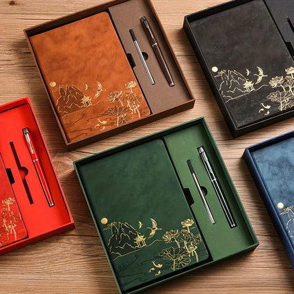 A5 Work Notepad Gift Box Set, Equipped with Pen & Refill 100 Pages Writing Notebook,Ideal for Office Meeting Record Teacher Gift