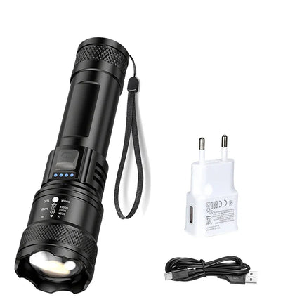 Powerful Flashlights Type C Rechargeable Zoom Torch Light High Power LED Flashlight Built-in Battery For Camping Emergency Lamp