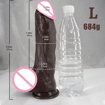 Simulated Dildo Black Soft Lifelike Dildo Realistic Big Dick Cock Soft Silicone Penis Anal Plug Suction Cup Dildos For Women