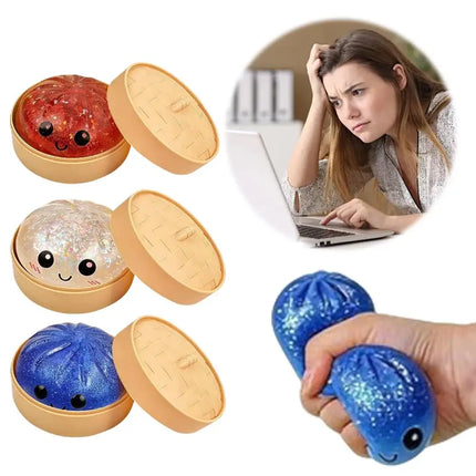 Simulated Dumpling Squishy Toy Soft Steamed Bun Squeeze Toy Funny Dumpling Twist Toy Stress Relief For Daily Use For Adults Kids