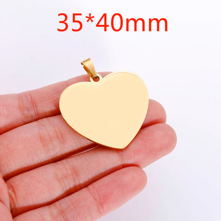 5pcs Mirror Polished Stainless Steel Blank Heart Tag Charms For DIY Making Jewelry Necklace Pendant Lettering Customized Logo