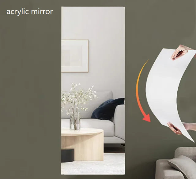 Living Room Decor 40cm X 122cm Mirror Wall Stickers Large Size Mirror Wall Stickers Moisture Resistant Material