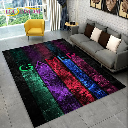 Cartoon Gamer Game Gamepad Area Rug,Carpet Rug for Living Room Kids Bedroom Sofa Kitchen Doormat Decor,Child Non-slip Floor Mat