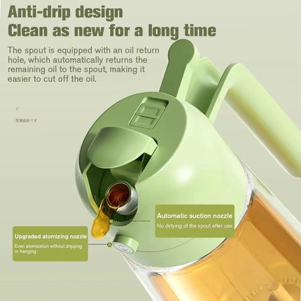 1/2PCS 500ml 2-in-1 Olive Oil Spray Dispenser Bottle Food Grade Oil Mister Sprayer Kitchen Cooking Air Fryer BBQ Camping Tools