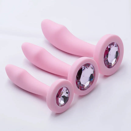 Unisex Silicone Anal Plug 3 Sizes with Crystal Base Safe Design for Women And Men Adult Sex Toy Dildo