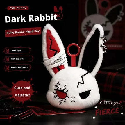 Halloween Gothic Bunny Plush Keychain RabbitBag Charm with Bandage Desian Kawaii Key Ring Pendant Car Bag Ornament Gift