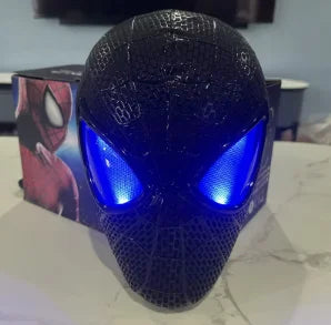 Hot In Stock 1:1 Scale Miles Spider-Man Electronic Mask With Moving Glowing Eyes Ring Control Cosplay Toy Gift For Boys Gift
