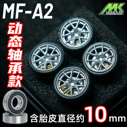 MK 1/64 10mm Car Model Modified Wheels with Bearing Resin Wheels Rubber Tires with Suitable for 1:64 Model Cars Christmas Gift