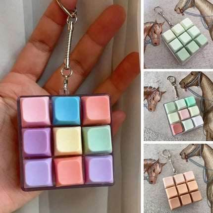 Keyboard Keycap Fidget Keychain Macaron Crystal Clicker Toy Stress Relief Fingertip Gadget,Decompression Keys Button for Adult