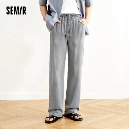 Semir Men Pants Denim American Vintage Loose Straight Leg Trendy Fashion Comfort Commute 2026 Summer Casual Style Top