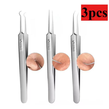 New 1/3 Pack Extra Fine No. 5 Cellular Acne Blackhead Tweezers - Facial Beauty Remove Acne Needle Tools for Skin Care Tools