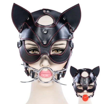 Sexy Allure Fox Eye Mask with Fetish BDSM Adult Harness Oral Flail Mouth Plug for Couple Slave Restraint Games Sex Gag Toy