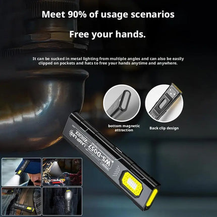 LED Mini Flashlight USB Rechargeable COB Flashlight With Magnet Pocket Lantern Flood Work Light Emergency Handheld Torch