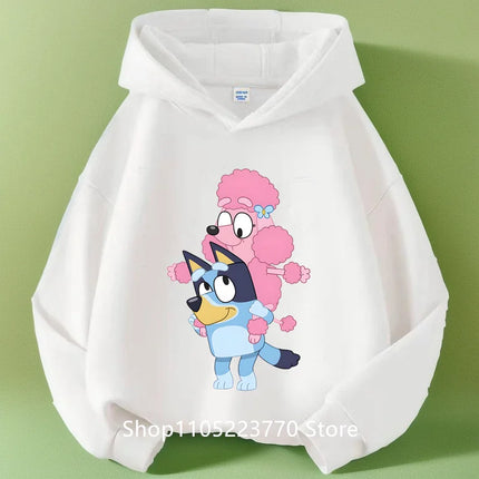 2025 Toddler Bluey Hoodie Rib Cuffs Winter Cartoon Anime Print Cozy Sweatshirt Boys Girls