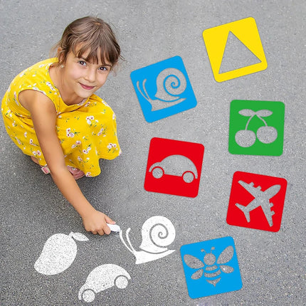 6PCS/Set Drawing Stencils for Kids Washable Reusable  Learning Themed Primary Shape Template for Kid Toddlers Preschool TMZ