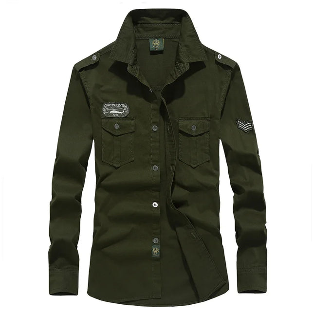 2025 New Men's Spring Cotton Casual Shirt Military Tooling Oversize Loose Long Sleeve Cargo s Male High Quality Solid Clothing