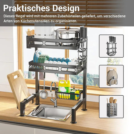Dish Rack Over Sink Kitchen Above Sink Shelf Dish Drying Rack Large Capacity 55CM, Single Layer/Double Layer