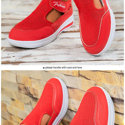 Designer Women Sneakers Wedge Tennis Shoes Red Blue Canvas Women Casual Shoes Ladies Platform Vulcanized Shoe Hollow Out Shoes