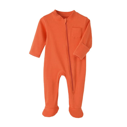 Newborn Footed Pajamas Zipper Girl and Boy Romper Long Sleeve Jumpsuit Cotton Solid White Fashion 0-12 Months Baby Clothes
