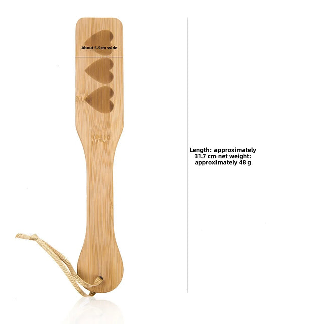 Heart Mark Bamboo Spanking Paddle with Airflow Holes LOVE Print BDSM Bondage Slave Role Play Discipline Slapper Adult Fetish Toy