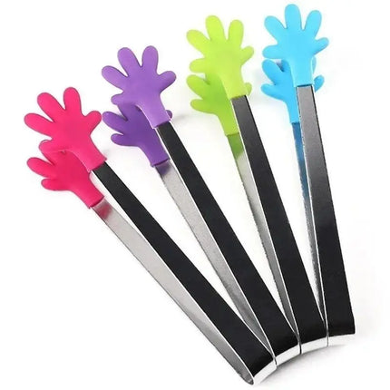 New Creative Colorful Palm Stainless Steel Handle Silicone Mini Food Handheld Clips Suitable Home Kitchen Daily Cooking Tools