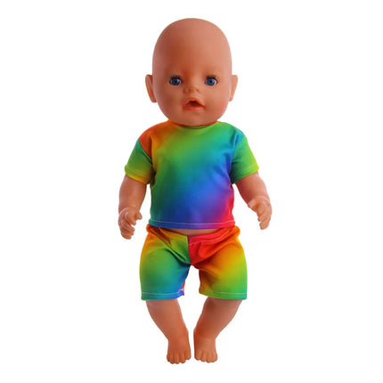 Summer Short Sleeved Set Animal Pattern Jumpsuit Pajamas For 43cm Baby Doll&18inch American Doll Accessories,Our Generation Gift